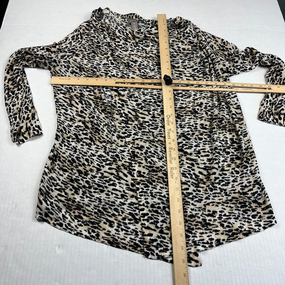 Chico’s Leopard Wrap Knit Tunic Sweater Boho Long Sleeve Slouchy Knit 1 Medium - Picture 6 of 12